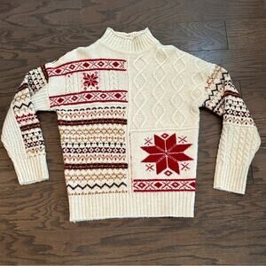 American Eagle Woman’s Cable Knit Nordic Fair Isle Sweater Size Small
